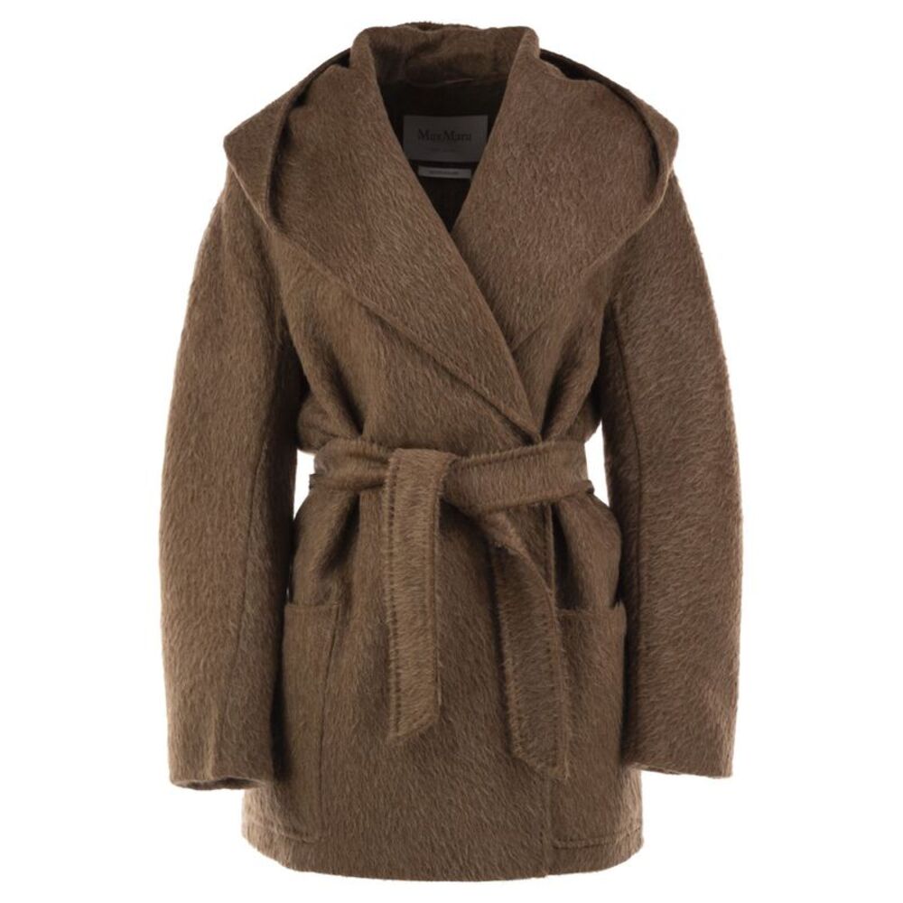 Max Mara Women Mxsgolf - Camel And Mohair Hooded Wrap Coat